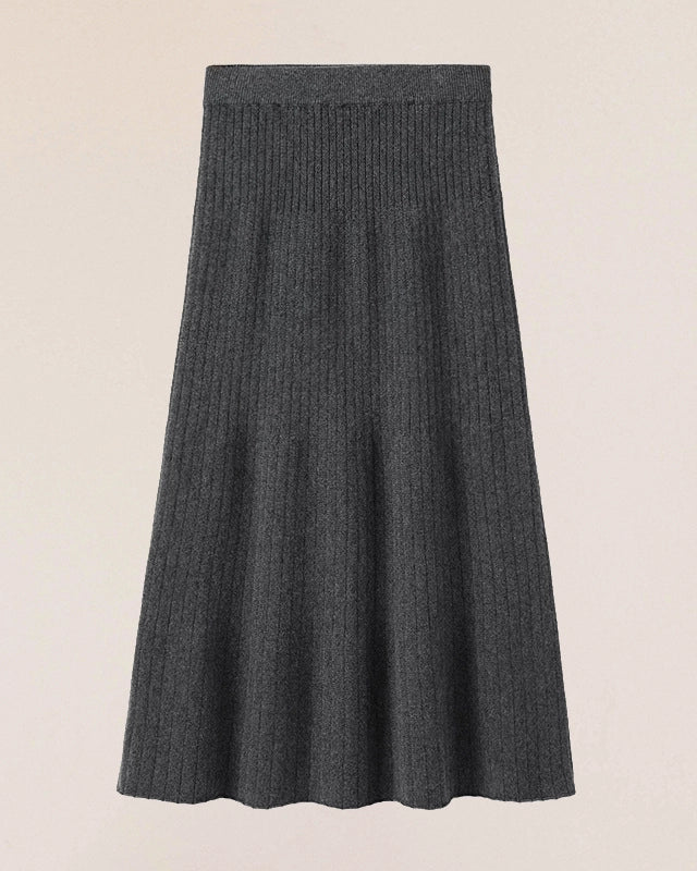 VIONIS·XY 360g Essential Cashmere Maxi Skirt in Charcoal Grey, made from 100% Inner Mongolian cashmere with fluid drape and minimalist silhouette