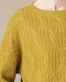 VIONIS·XY spiced ochre cashmere sweater hem detail, ribbed trim in dense 500g cashmere