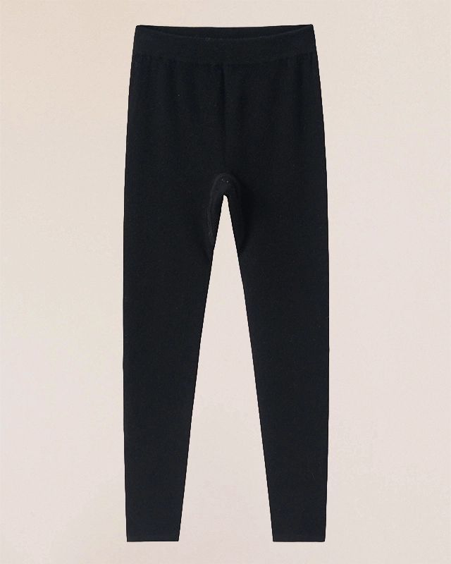 VIONIS·XY black cashmere leggings, pure Mongolian cashmere offering breathable warmth and everyday versatility