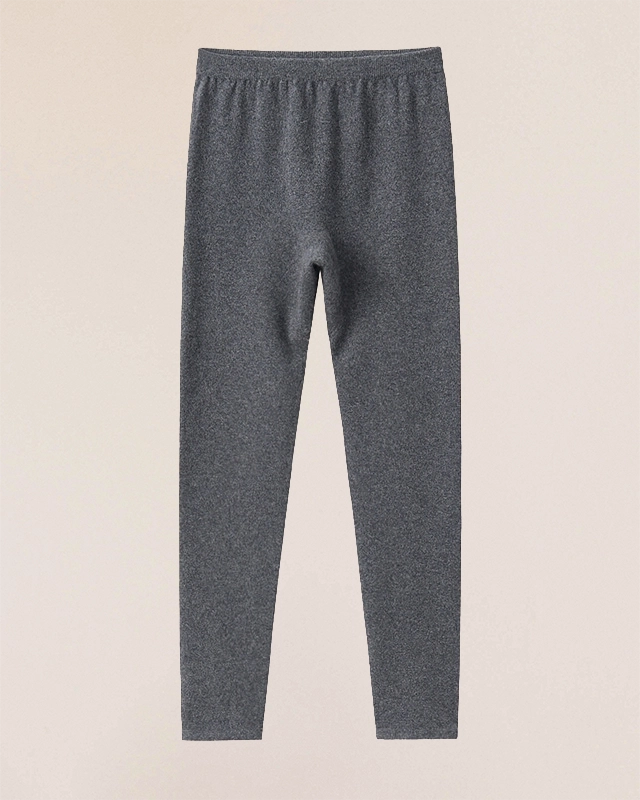 Charcoal grey VIONIS·XY cashmere leggings crafted from pure Mongolian cashmere, soft elastic waistband and breathable comfort