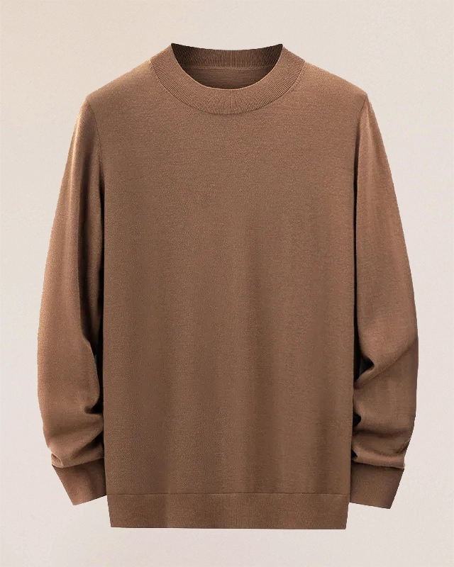 VIONIS·XY 16µm 100s worsted merino wool crewneck sweater flat lay in