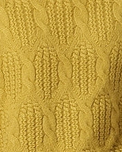 Macro view of VIONIS·XY antique gold cashmere knit, Grade-A Inner Mongolia fibers with breathable density spiced ochre