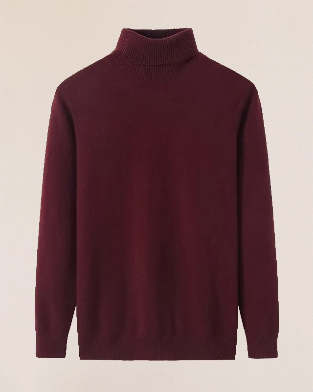 VIONIS·XY 280g 100% Inner Mongolia Cashmere crew neck sweater flat lay in Bordeaux