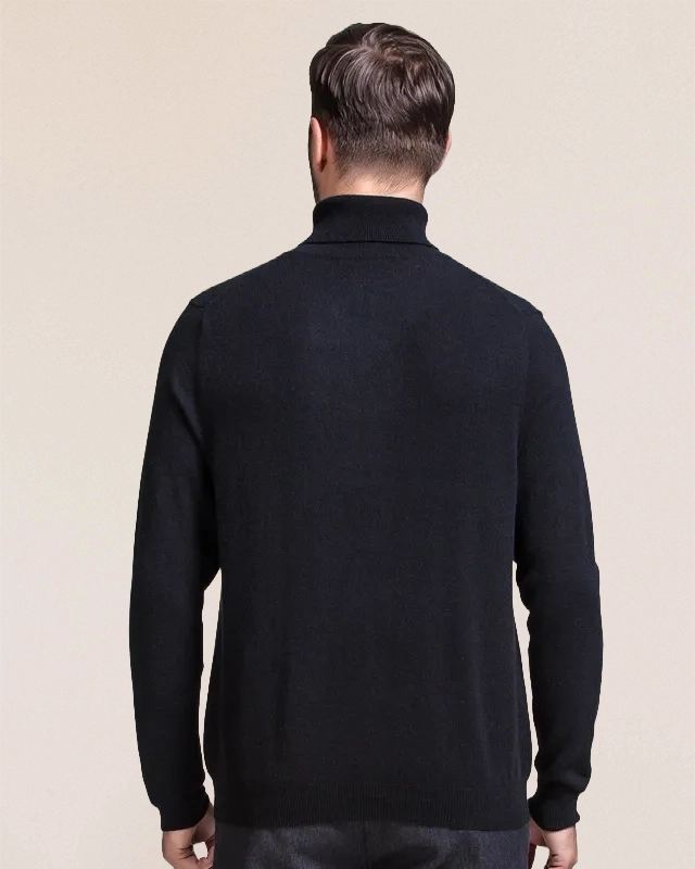 Back view of VIONIS·XY 100% Inner Mongolia Cashmere sweater in Black