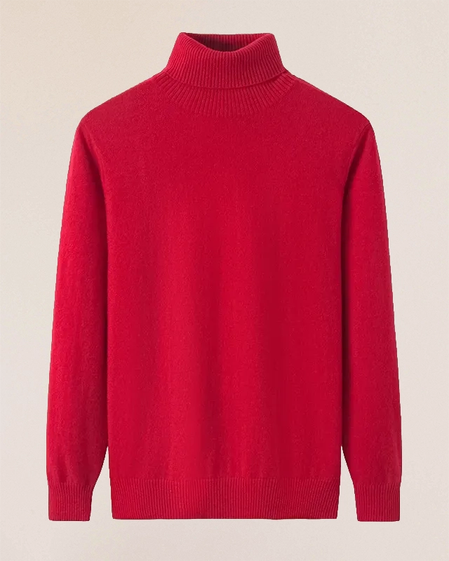 VIONIS·XY 100% Inner Mongolia Cashmere Scarlet turtleneck flat lay
