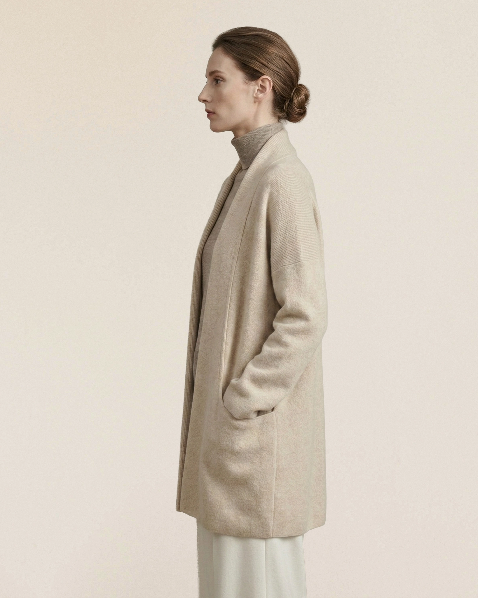 VIONIS·XY 650g Cashmere Cardigan Ecru Back View on Model