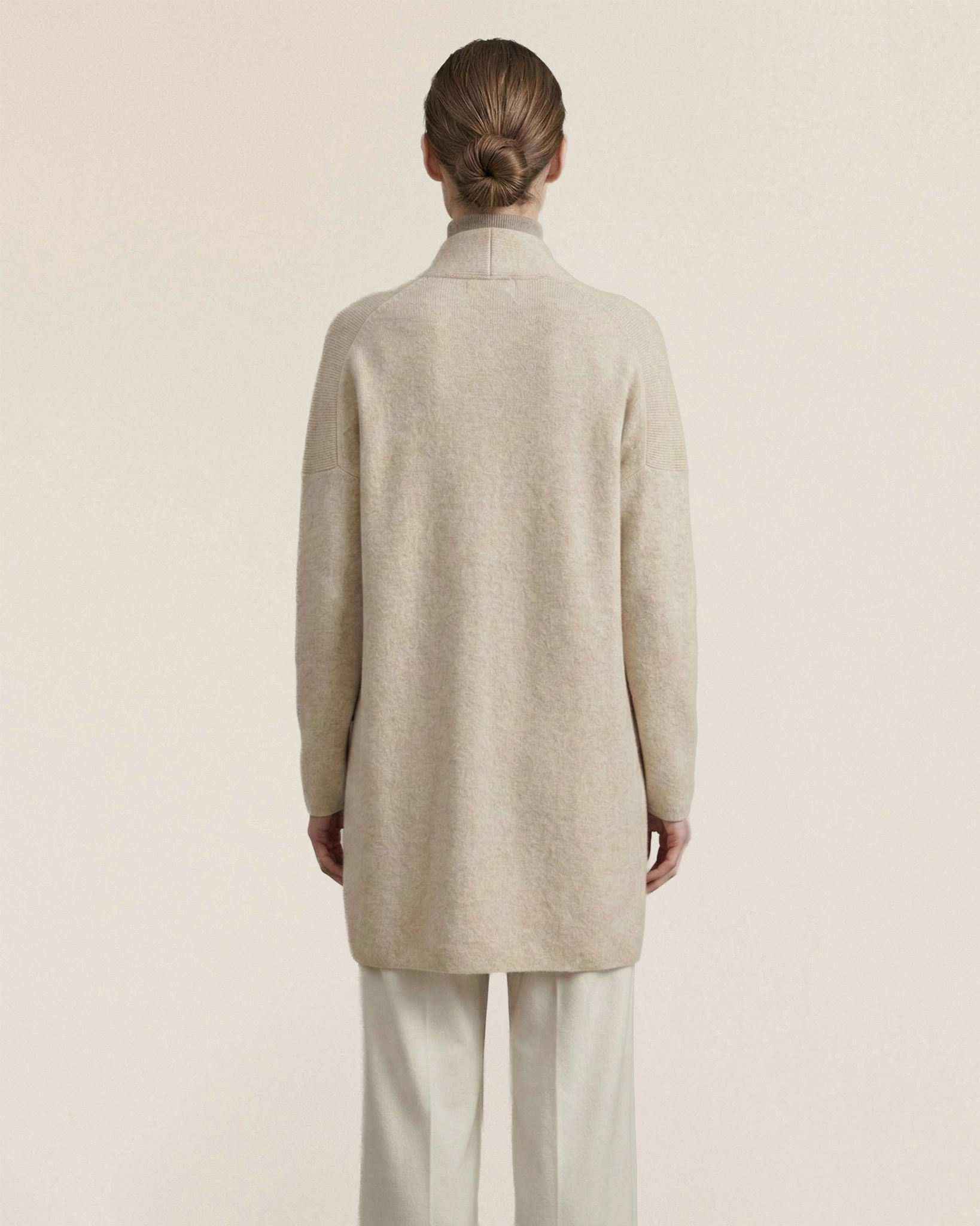 VIONIS·XY 650g Cashmere Cardigan Ecru Back View on Model