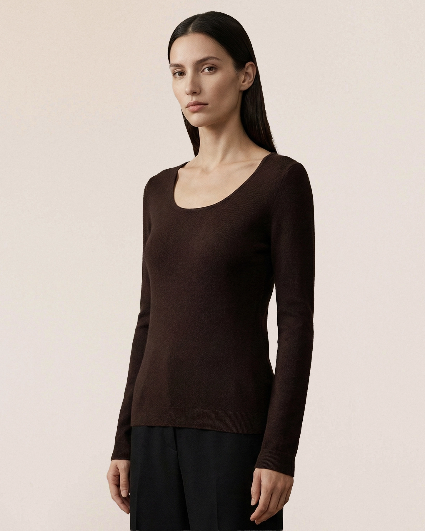 VIONIS·XY 100% Merino Wool Base Layer in Camel, front view showcasing minimalist slim-fit design